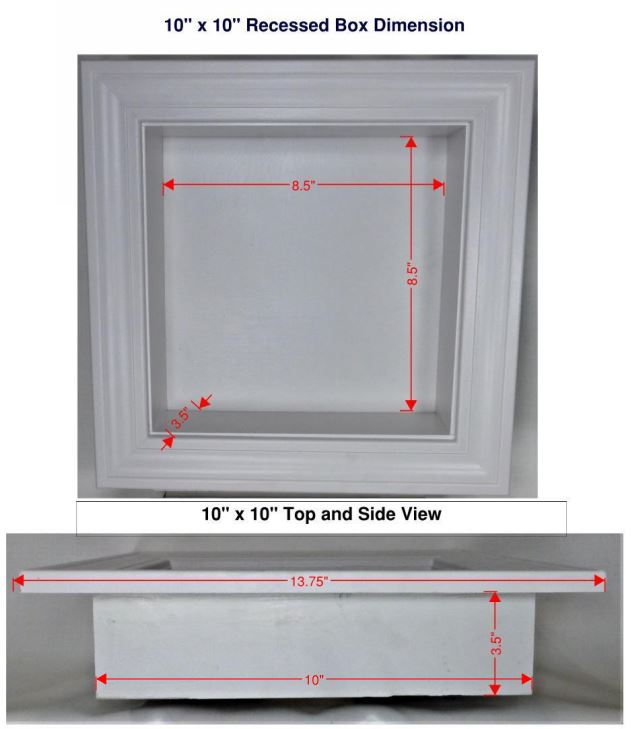 10" x 10" Recessed Shelf Dimensions